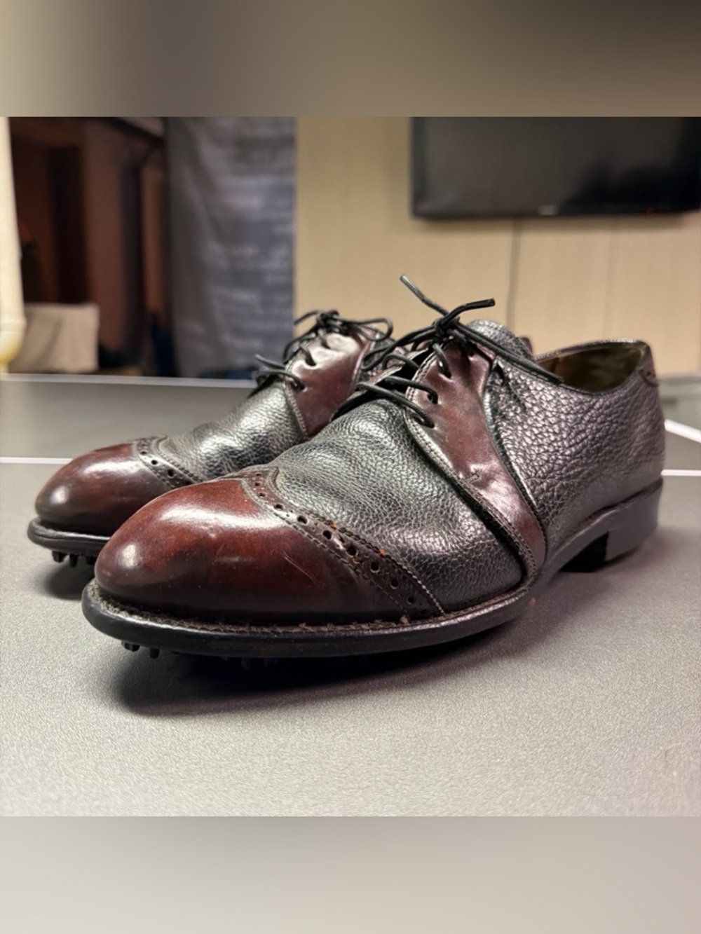 Vintage Stone Tarlow/Footjoy Mens Golf Shoes Shell Cordovan Size 9